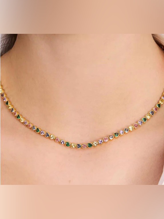 Kate Spade Sweetheart Multicolor Tennis Style Necklace Nwot